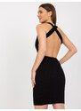 RUE PARIS Černé mini šaty s odhalenými zády --black Černá