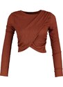 Trendyol Brown Crew Neck Cress Knitted Blouse