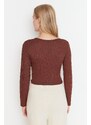 Trendyol Brown Collar Detailed Corduroy Knitted Blouse