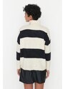 Trendyol Stone Soft Textured High Neck Zippered Knitwear Knitwear Sweater