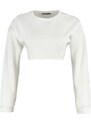 Trendyol Ecru Super Crop Fleece Knitted Sports Sweatshirt