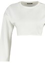 Trendyol Ecru Super Crop Fleece Knitted Sports Sweatshirt