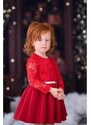 Ewa line Luxury Red dress - luxusní červené dívčí šaty