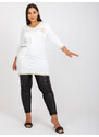 Fashionhunters Bílá bavlněná tunika větší velikosti s výstřihem do V