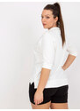 Fashionhunters Bílá bavlněná halenka větší velikosti s tištěným designem