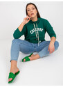 Fashionhunters Tmavě zelená plus size halenka ve sportovním stylu
