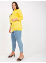 Fashionhunters Žlutá dlouhá halenka větší velikosti s kapsou