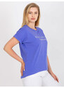 Fashionhunters Fialové asymetrické bavlněné tričko větší velikosti
