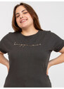 Fashionhunters Asymetrické khaki bavlněné tričko větší velikosti