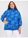 Fashionhunters Tmavě modrá mikina nadměrné velikosti s tištěným designem