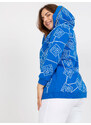 Fashionhunters Tmavě modrá mikina nadměrné velikosti s tištěným designem