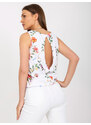 Fashionhunters Dámský bílý bavlněný top s květinami