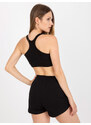 RUE PARIS ČERNÝ CROP TOP NA ZIP -BLACK Černá