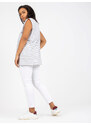 Fashionhunters Bílo-šedý top s výstřihem do V plus velikosti