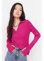 Trendyol Fuchsia Polo Neck Pletený svetr