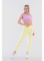 BİKELİFE Women's Yellow High Waist Lycra Ripped Detailed Leggings Trousers.