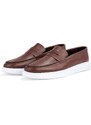 Ducavelli Trim Genuine Leather Men's Casual Shoes. Loafers, Lightweight Shoes, Summer Shoes Brown.