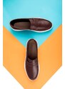 Ducavelli Trim Genuine Leather Men's Casual Shoes. Loafers, Lightweight Shoes, Summer Shoes Brown.