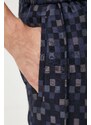 Kalhoty s příměsí vlny Emporio Armani pánské, tmavomodrá barva