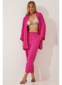 Happiness İstanbul Women's Dark Pink Kimono Pants Suit