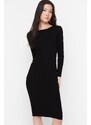 Trendyol Black Fitted Midi Knitwear Back Detailed Dress