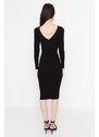 Trendyol Black Fitted Midi Knitwear Back Detailed Dress