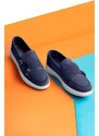 Ducavelli Airy Genuine Leather & Suede Men's Casual Shoes, Suede Loafers, Summer Shoes Navy Blue.