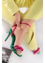 Givana Fuchsiovo-zelené sandály na tenkém podpatku Elina
