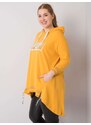 Fashionhunters Tmavě žlutá dámská mikina plus size s kapsou