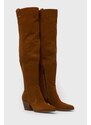 Semišové boty MICHAEL Michael Kors Harlow dámské, hnědá barva, na podpatku