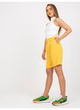 Fashionhunters Elegantní tmavě žluté dlouhé šortky s vysokým pasem