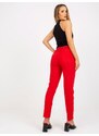 Fashionhunters Kalhoty z červené látky s páskem