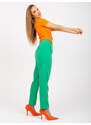 Fashionhunters Zelené, elegantní kalhoty z látky s rovnou nohavicí