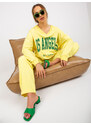 Fashionhunters Žlutá a zelená mikina s bavlněným potiskem