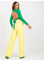 Fashionhunters RUE PARIS světle žluté látkové kalhoty se širokou nohavicemi