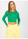 RUE PARIS ZELENÝ CROP TOP S HOLÝMI ZÁDY --GREEN Zelená