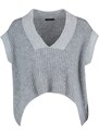 Trendyol Gray Soft Textured Oversized Collar Detailed Knitwear Sweater