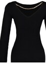 Trendyol Black Fitted Midi Knitwear Back Detailed Dress