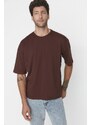 Trendyol hnědé oversize/široký střih basic tričko ze 100% bavlny