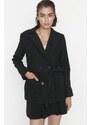 Trendyol Black Belted Woven Lined Jacket