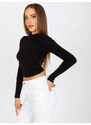 RUE PARIS ČERNÝ CROP TOP S HOLÝMI ZÁDY --BLACK Černá