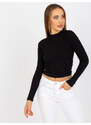 RUE PARIS ČERNÝ CROP TOP S HOLÝMI ZÁDY --BLACK Černá