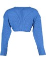 Trendyol Blue Super Crop Základní pletený svetr