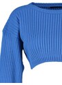 Trendyol Blue Super Crop Základní pletený svetr