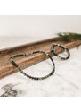 Manoki Pánský korálkový náhrdelník Sven - 6 mm matný Tyrkys a černý Onyx