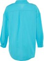 Trendyol Turquoise Pleated Woven Beach Shirt