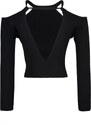 Trendyol Black Crop Back Detail Pletený svetr