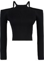 Trendyol Black Crop Back Detail Pletený svetr