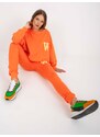 Fashionhunters Oranžová tepláková souprava s nášivkami