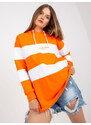 Fashionhunters Oranžová a bílá bavlněná mikina RUE PARIS